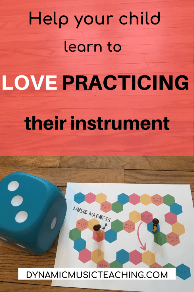 Help your child learn to love practicing their instrument - photo of free printable practice game