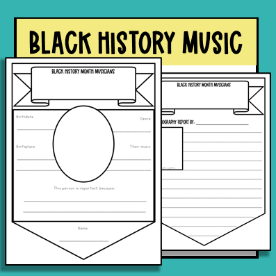 Black History Month Musicians Research Pennants - printable activity