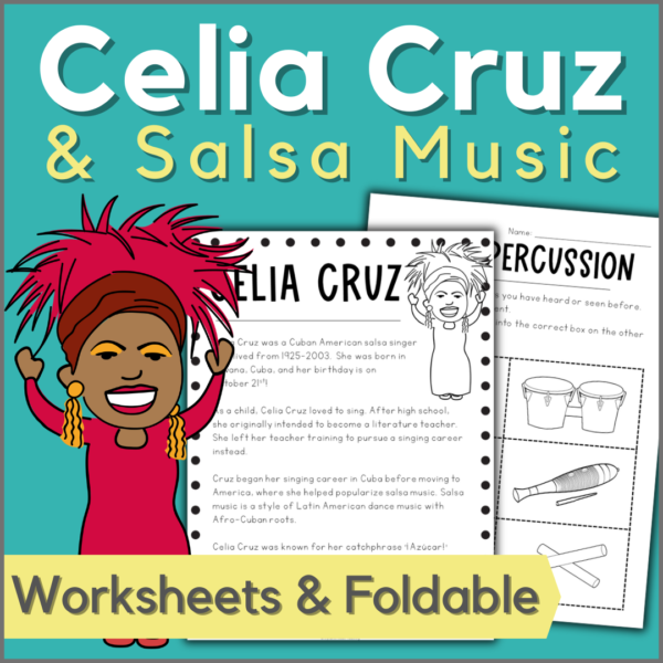 Celia Cruz worksheets for elementary music lessons