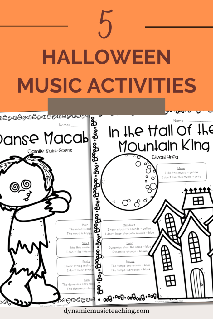 Halloween music activities - listening glyph worksheets