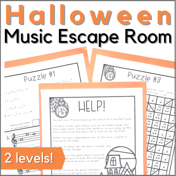 Halloween Music Escape Room - 2 levels included for a super engaging Halloween activity for music lessons.