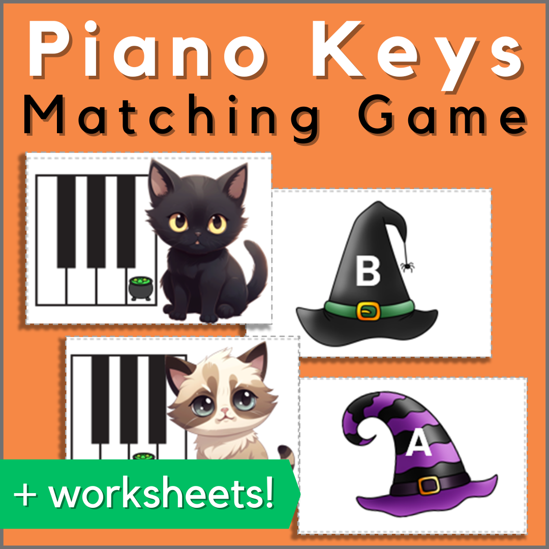 Halloween Piano Key Matching Cards & Worksheets - Keyboard Note Names ...