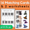14 piano keyboard matching cards + 2 worksheets to practice piano key recognition
