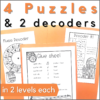 4 puzzles and 2 decoders (each in 2 levels) are included in this Halloween music activity