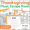 Thanksgiving music escape room game activity