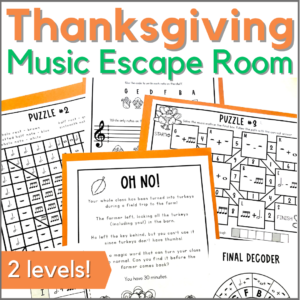 Thanksgiving music escape room game activity