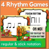 4 Thanksgiving rhythm games included in both regular and stick notation