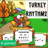 Turkey Rhythms for half note and quarter rest is a fun Thanksgiving rhythm game