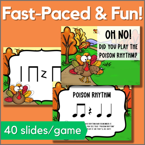 Fast-paced and fun thanksgiving music game - 40 slides per game.