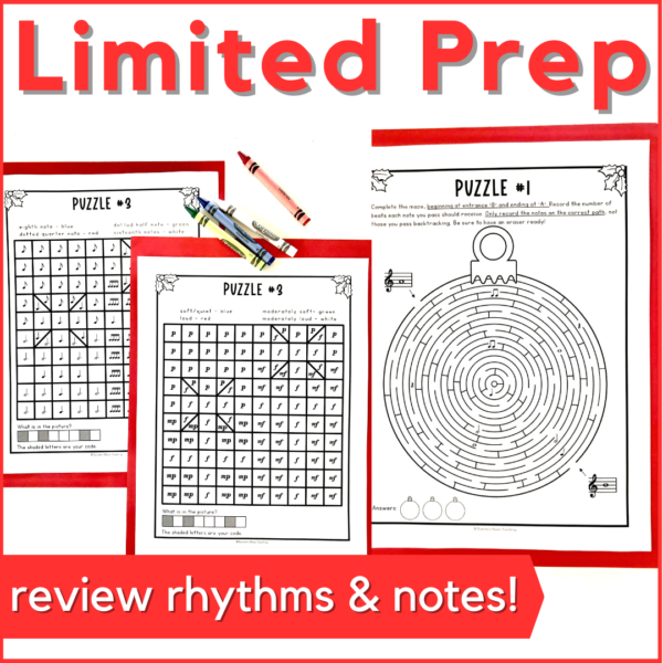 Limited prep - Use this Christmas music escape room activity to review rhythms and notes.