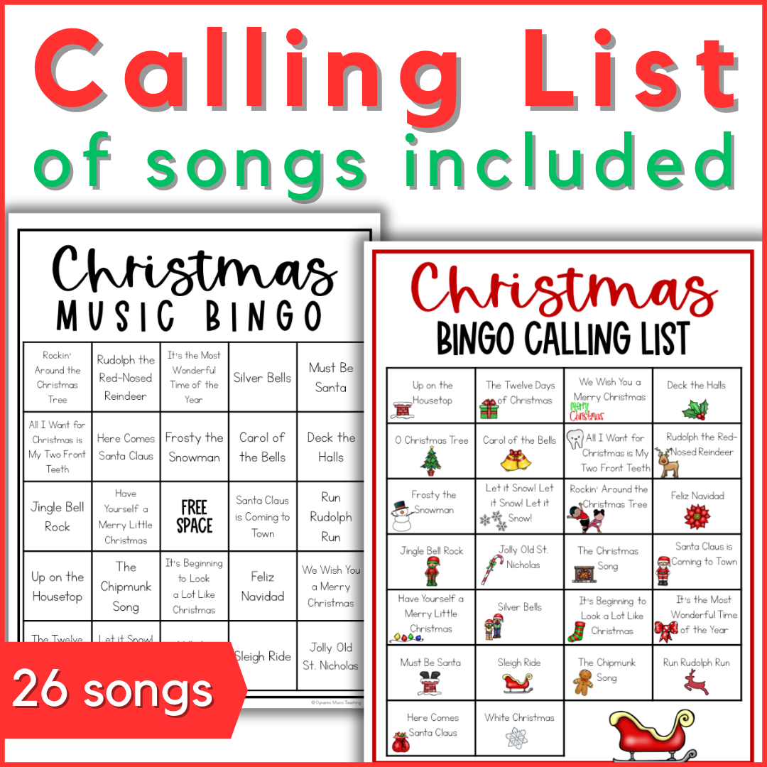 Christmas Music Bingo Game for Holiday Music Lessons - Dynamic Music ...