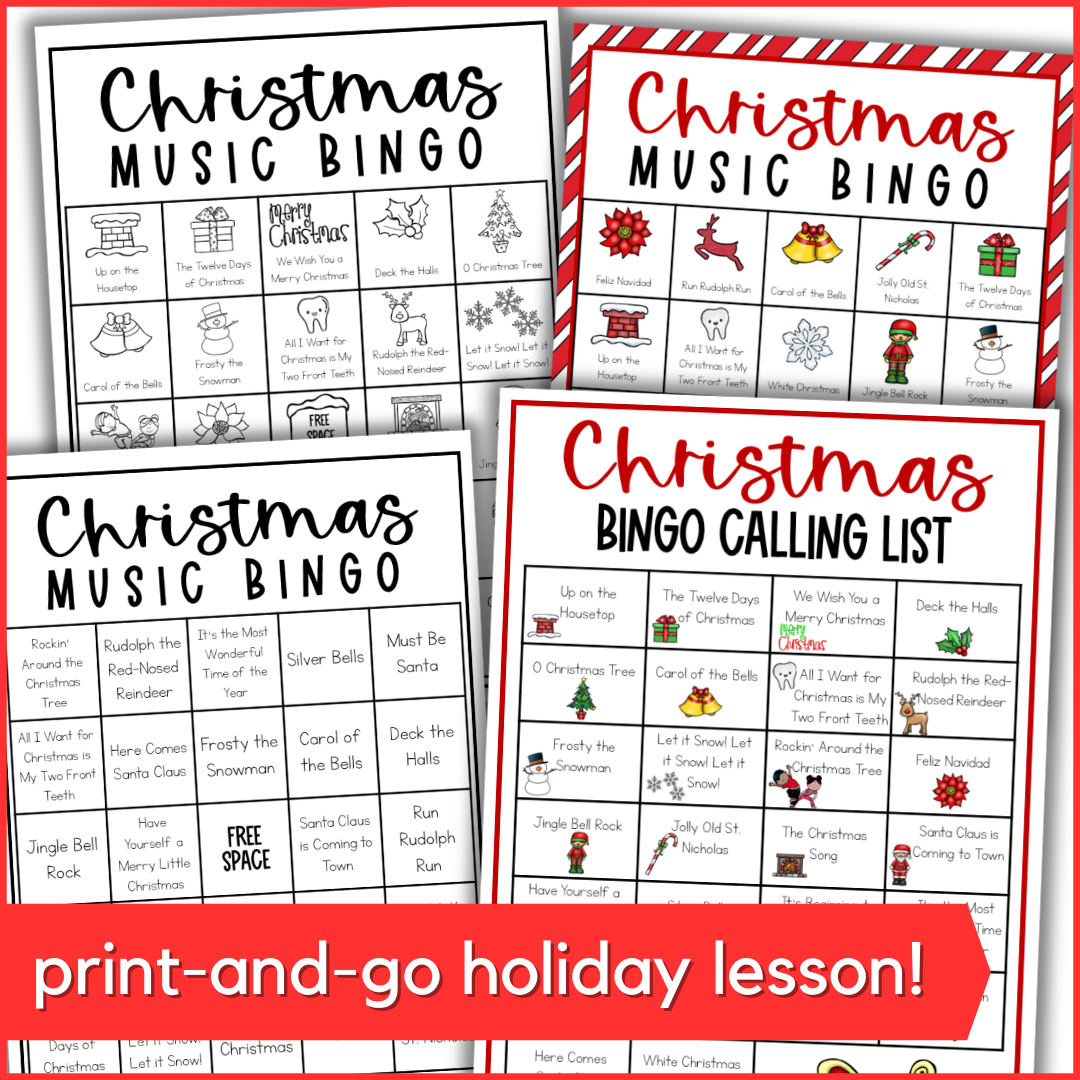 Christmas Music Bingo Game for Holiday Music Lessons - Dynamic Music ...