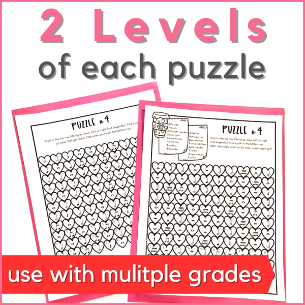 2 levels of each puzzle - use with multiple grades (image is of the same puzzle in 2 different levels)