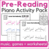 Valentine's Day pre-reading piano activity pack - music, games + worksheets