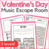 Valentine's Day music escape room - 2 levels (images of 3 pages of the escape room)