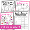 print and go Valentine's Day music activity - image of some of the included pages
