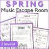 spring music escape room in 2 levels - image of the music worksheets included