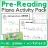 St. Patrick's Day pre-reading piano activity pack - music, games + worksheets