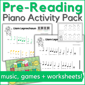 St. Patrick's Day pre-reading piano activity pack - music, games + worksheets
