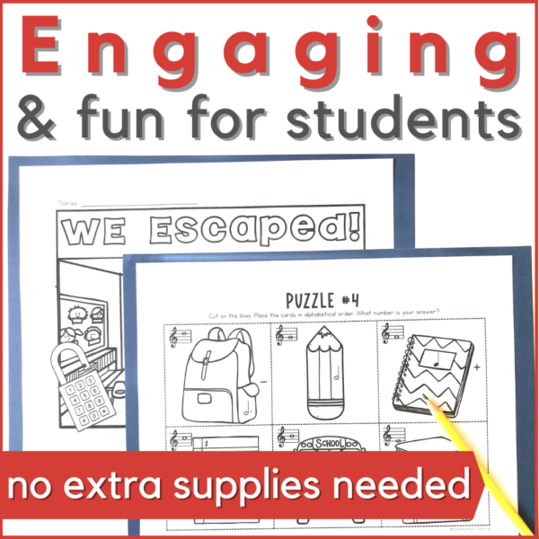 Back to school music game - engaging and fun for students - no extra supplies needed.