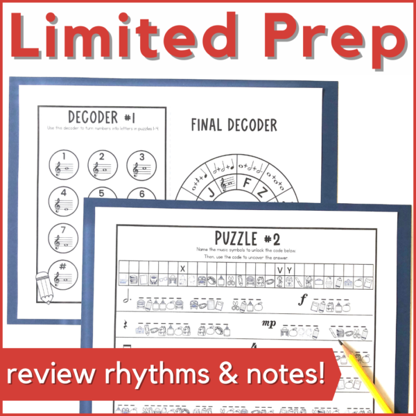 limited prep is need for this music escape room - review rhythms and notes!