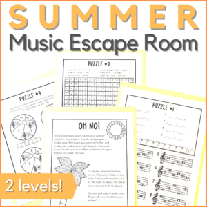 summer music escape room in 2 levels for end of the year music lessons