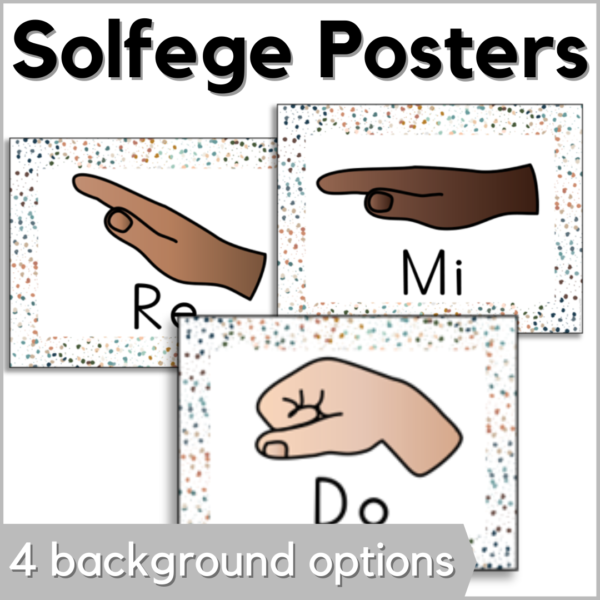 solfege hand sign posters in 4 background options