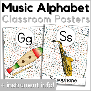 music instrument alphabet classroom posters + instrument info sheets