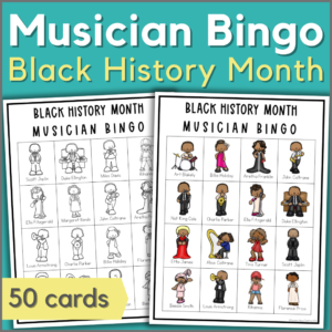 Black History Month musician bingo with 50 cards