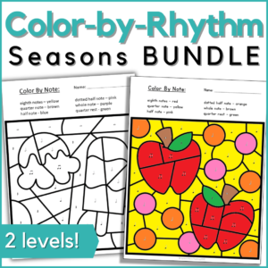 color by rhythm seasons bundle - worksheets in 2 levels each