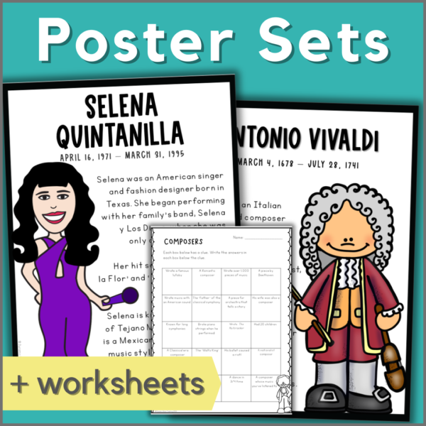 musician and composer posters sets and worksheets