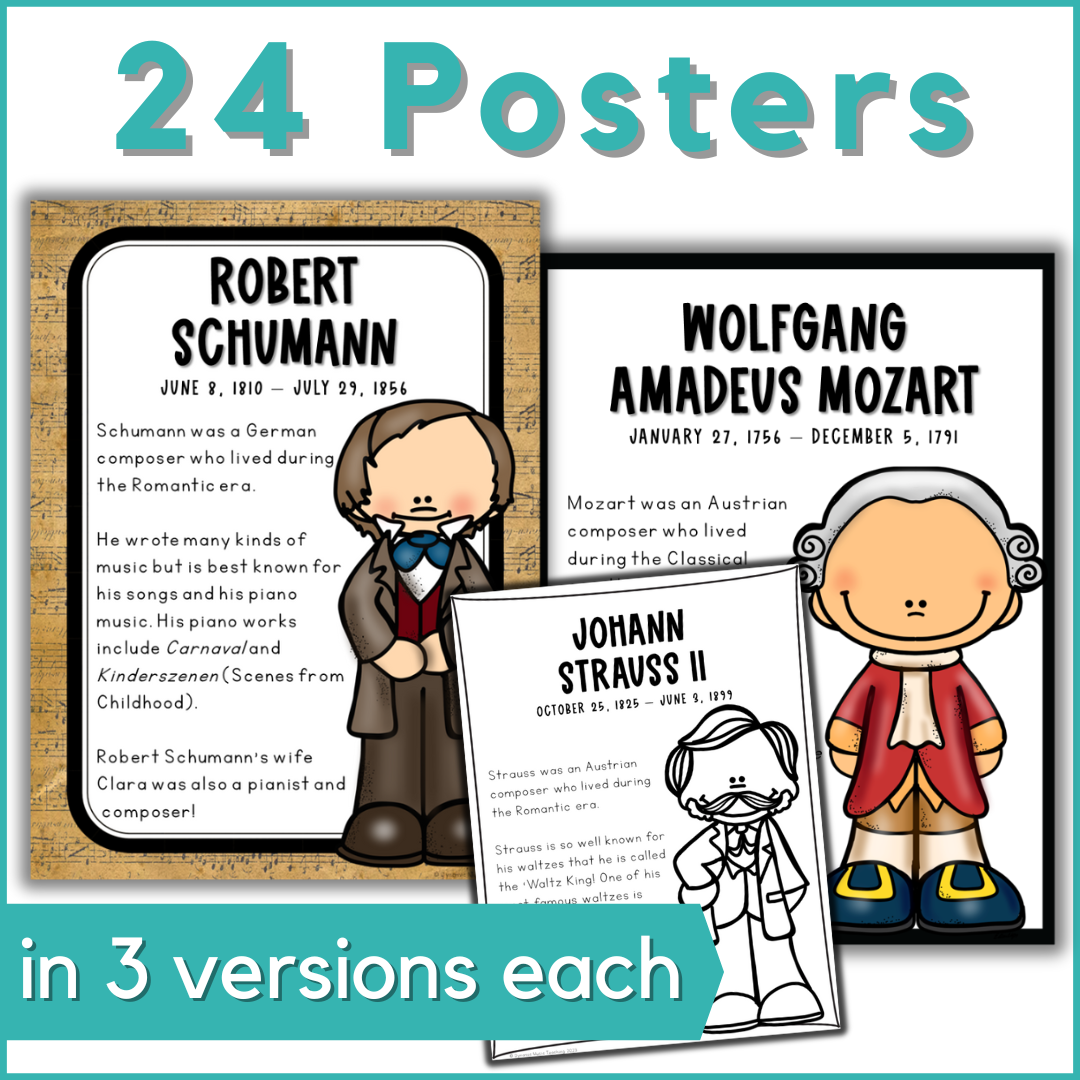 Classical Music Composers Bulletin Board Posters And Worksheets Dynamic Music Teaching