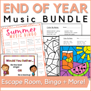 end of the year music bundle for summer - escape room, bingo, and more