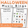 Halloween music bingo game with 50 cards in 3 versions - images of cards from the set