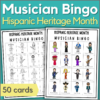 Hispanic Heritage Month Musician Bingo with 50 bingo cards