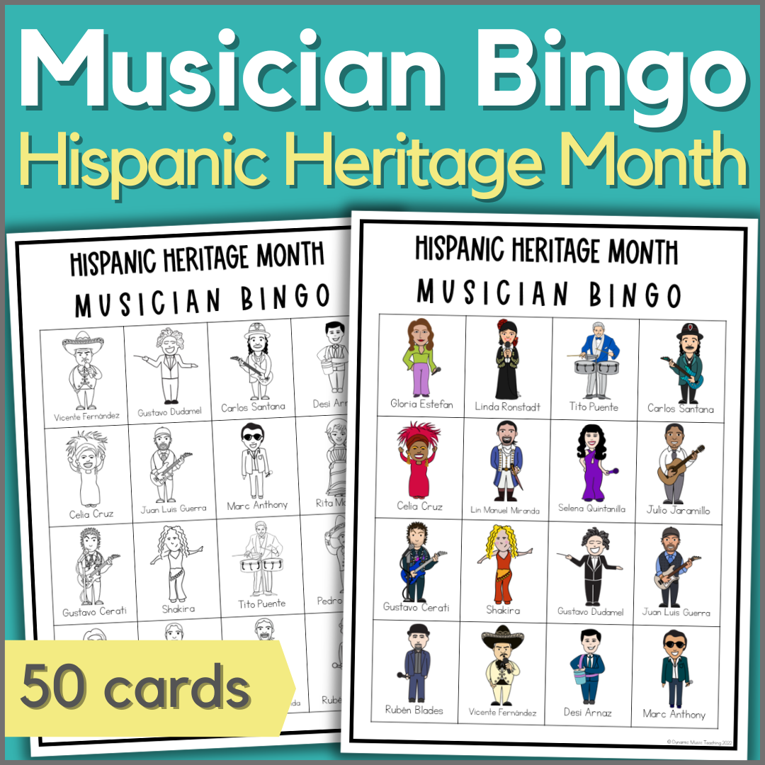 Musician Bingo - Hispanic Heritage Month - Dynamic Music Teaching