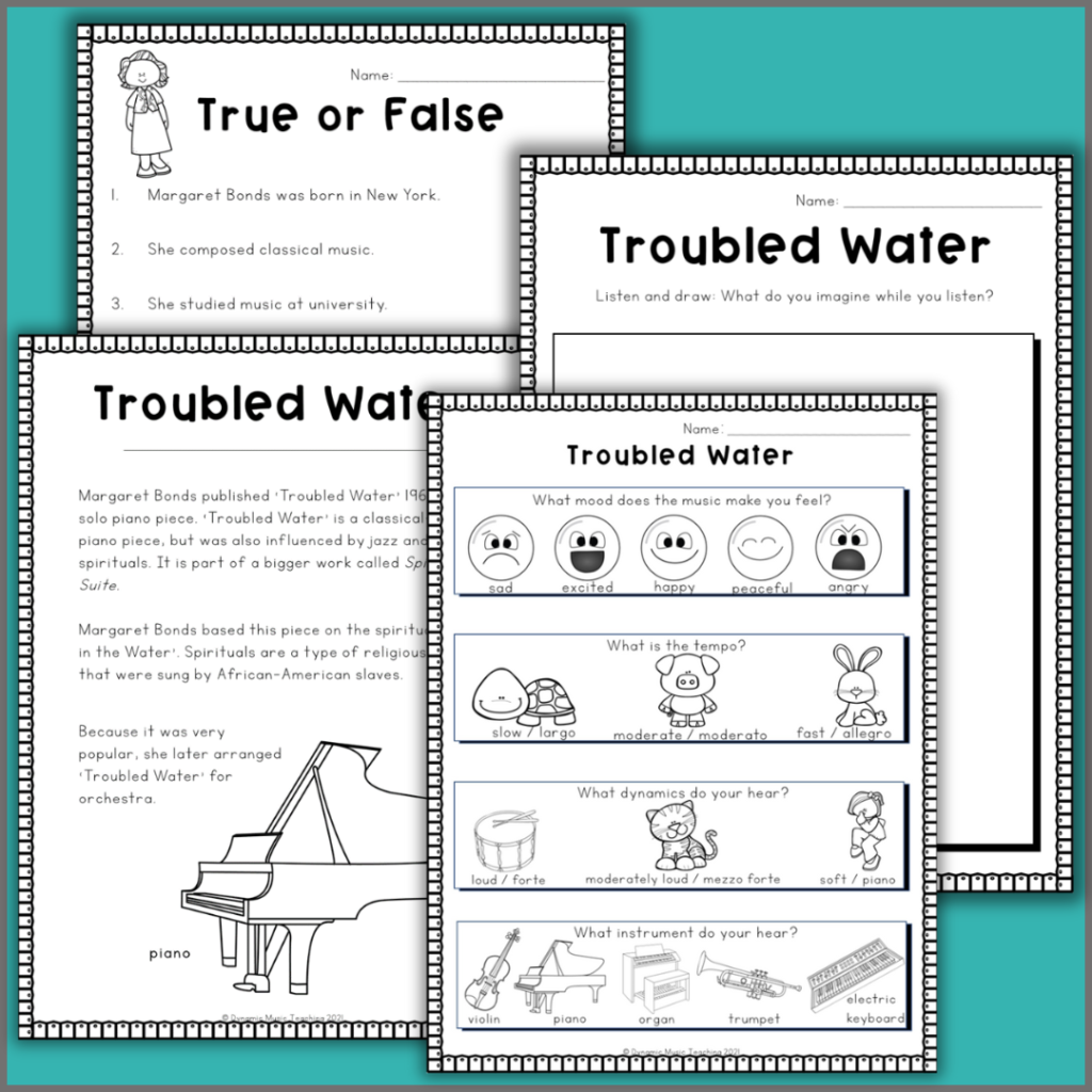 Margaret Bonds Composer Worksheets - Dynamic Music Teaching