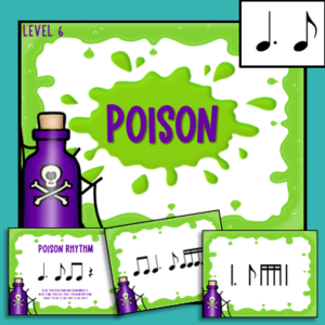 poison rhythm games level 6 for dotted quarter note - images of slides from the games