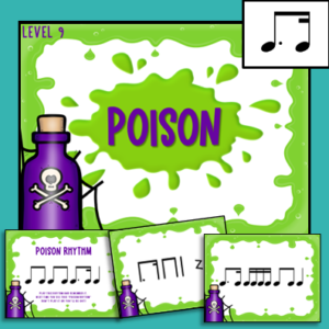 poison rhythm game level 9 for dotted eighth - sixteenth note (tim-ka)