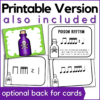 printable version of the poison rhythm game also included - optional back for the cards