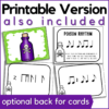 printable poison rhythm game also included - optional back for the cards