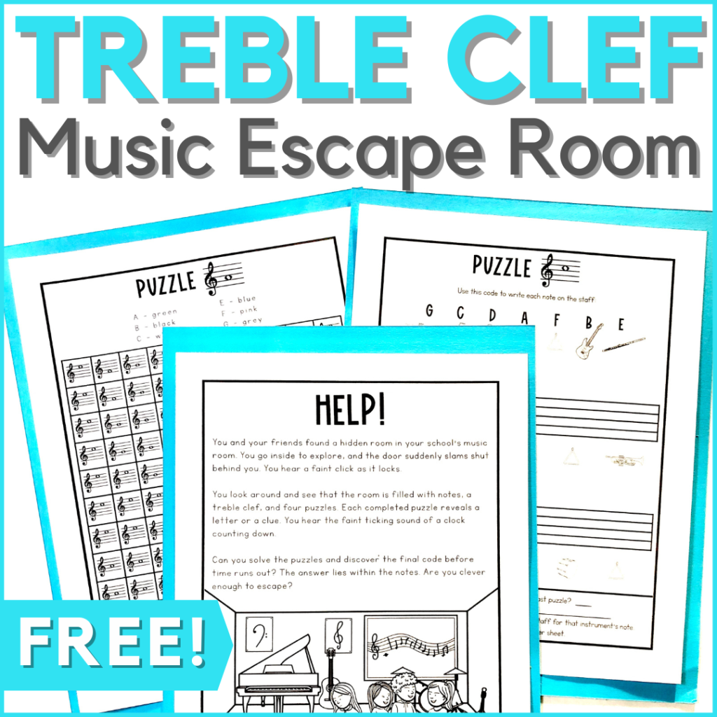 treble clef music escape room - FREE