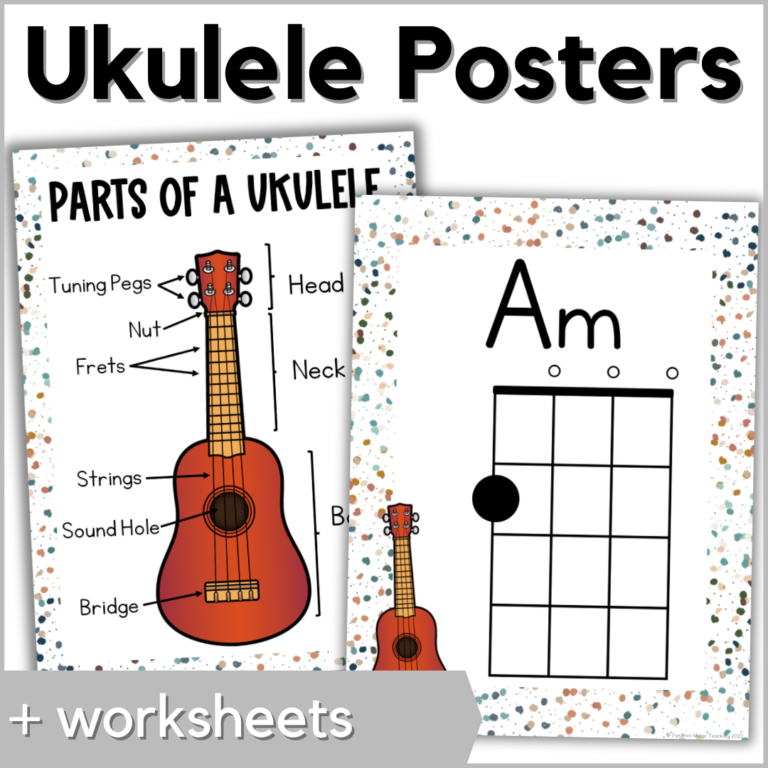 Ukulele Chord Chart Posters - Boho Theme - Dynamic Music Teaching