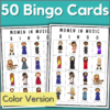 50 women in music bingo cards in color