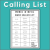 women in music bingo calling list