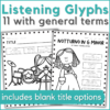 11 women in music listening glyph worksheets with general terms - includes blank title options