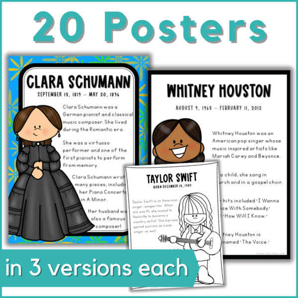 20 women in music posters in 3 versions each