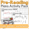 The Wheels on the Bus Pre-Reading piano activity pack - music, games + worksheets