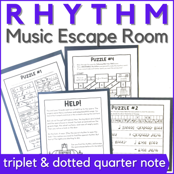 Rhythm Music Escape Room for triplet and dotted quarter note.