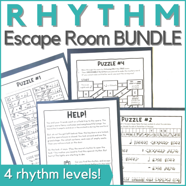 Music rhythm escape room bundle - 4 rhythm levels